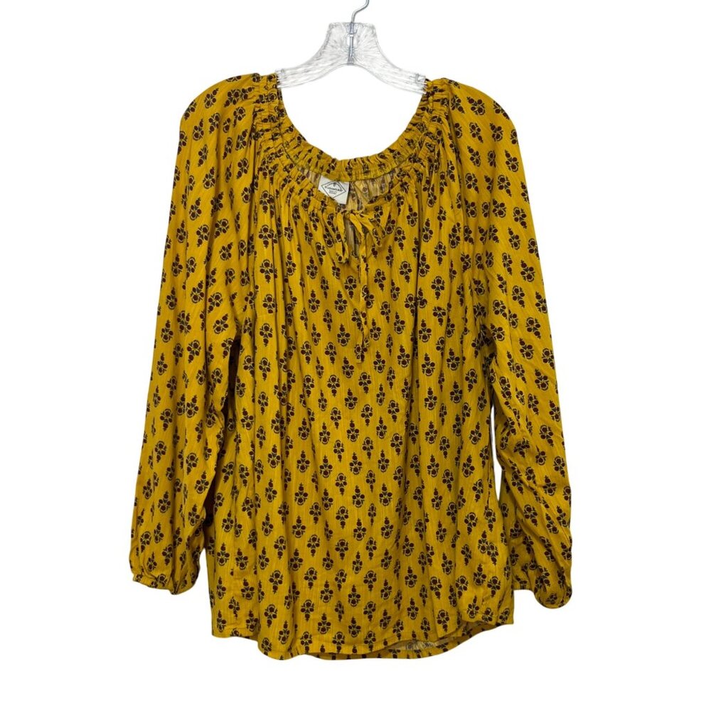 St Johns Bay Long Sleeve Top Womens 2X Gold Stamp New